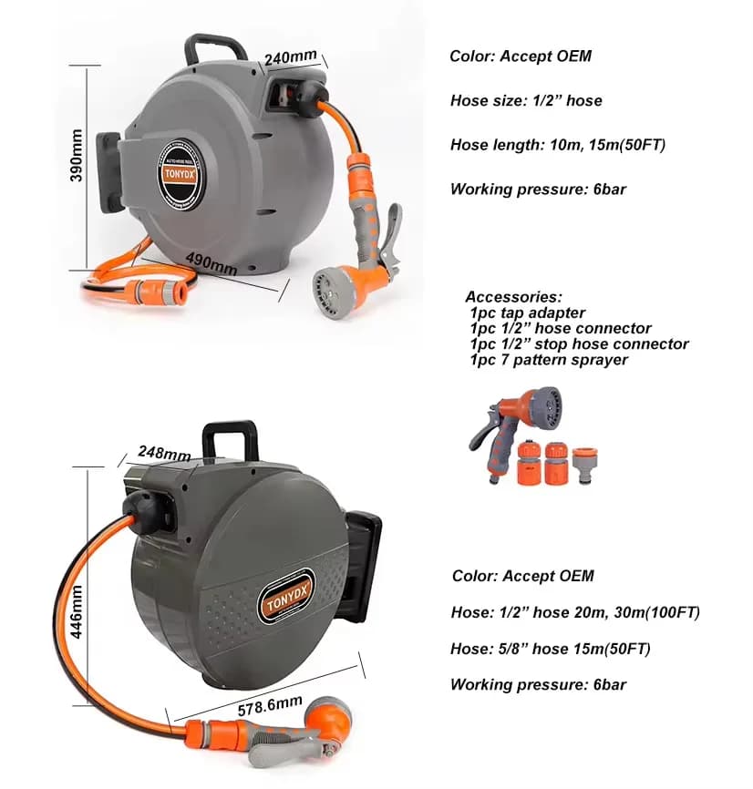 NEOTEC Sale Hot 30M 1/2 Water Pipe Flexible Tube Retractable Automatic Wrap Set Irrigation Garden Pipe Reel