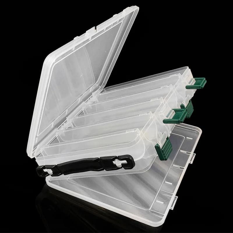 Double layer fishing bait box, multifunctional portable organizer for tool storage with handle for fishing enthusiasts