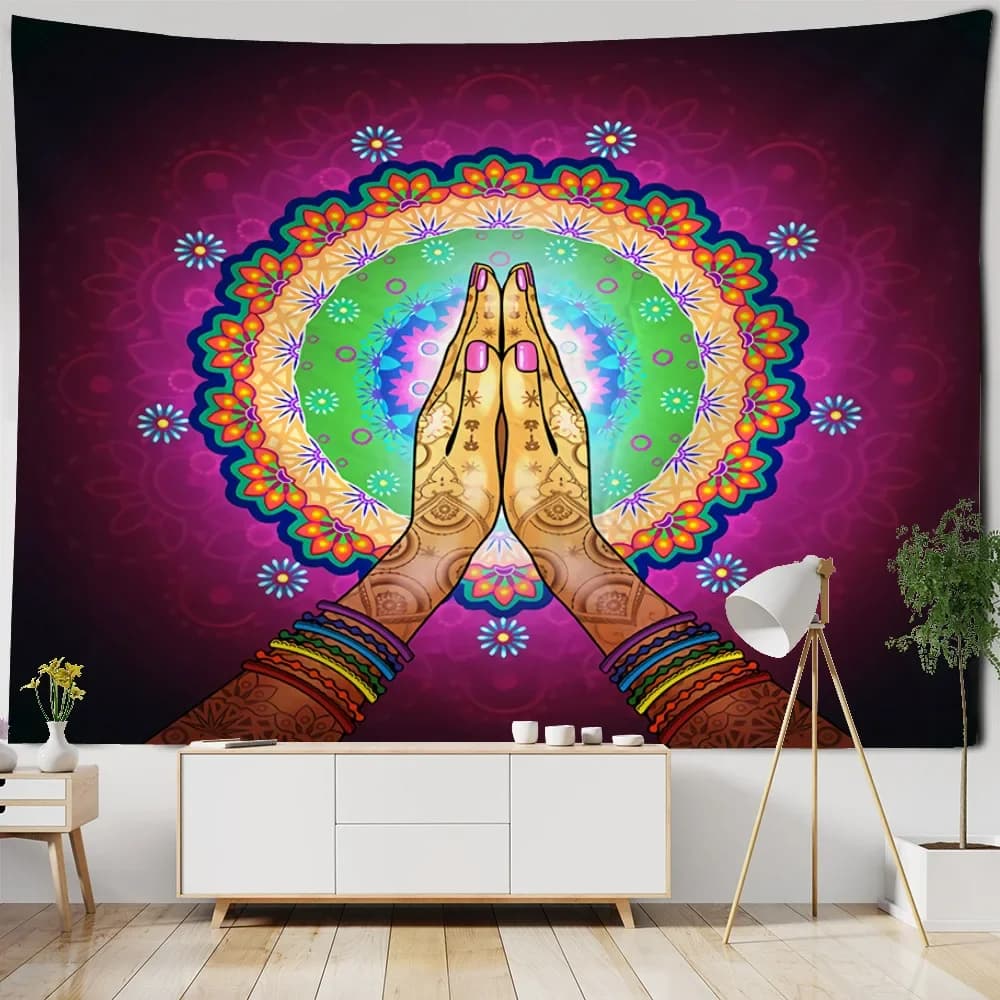 Decorazione della casa Arazzo Tappeto da parete Meditazione Psychico Hippie Tappetino da yoga Copridivano Lenzuolo da picnic all'aperto Decorazione artistica della stanza