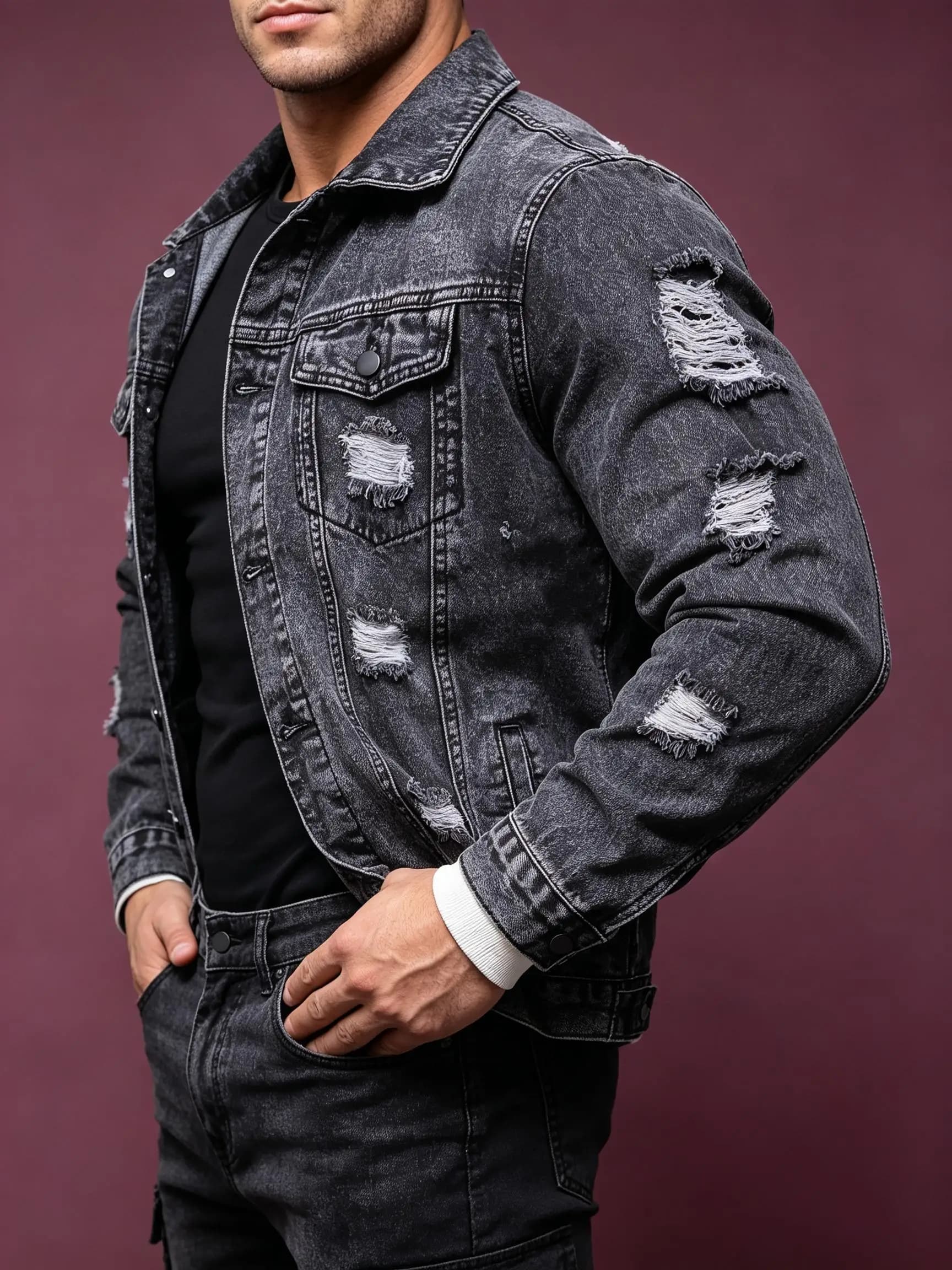 Y2K Loose Street Style Men's Denim Coat Vintage American Jean Jacket Outdoor Outerwear Gift for Lover Husband