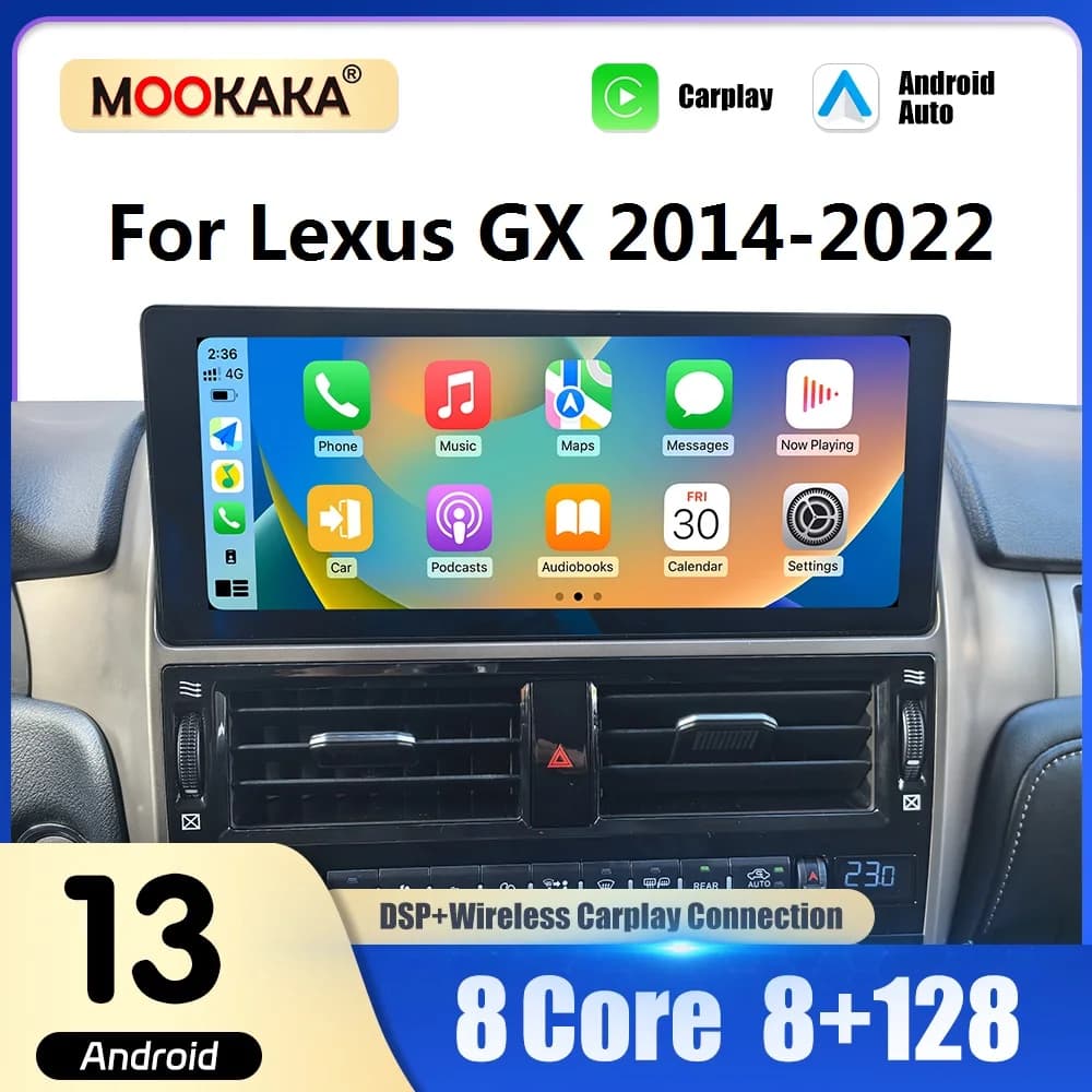 10.25'' Car Radio For Lexus GX 2014-2022 Wireless Carplay Android Auto Multimedia Player GPS Navigation DSP Video Stereo Screen