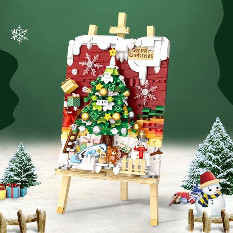 Cavalletto creativo albero di natale Set di blocchi di costruzione Puzzle fai da te assemblaggio ornamenti di pittura tridimensionale giocattoli per bambini regali