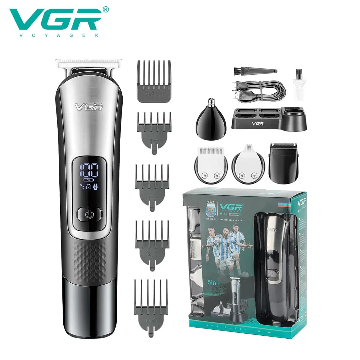 VGR111 5 in 1 Men's Care Oil Sculpture Hair Fader Electric Shaving Haircut Set Haircuts