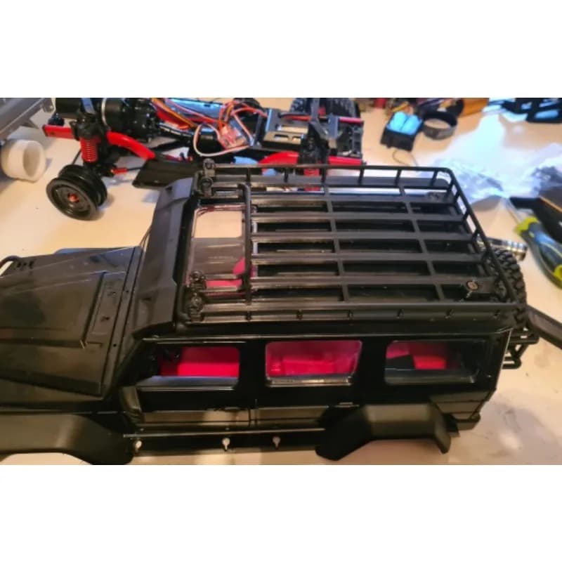 MN86S/MN86KTI Set portapacchi per camion cingolato RC - Supporto per ruota di scorta e cestino per tetto | Accessori di aggiornamento per modellini di auto in scala 1/12