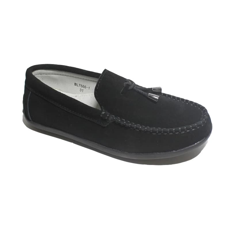 Appartamenti alla moda per bambini Casual comodi in pelle scamosciata Slip On nappa scarpe ragazzi bambini mocassino mocassini neri taglia 25-37