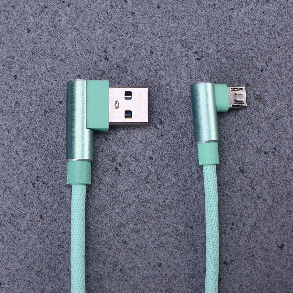 Cavo Micro USB 1M ad Angolo Retto Intrecciato ad Alta Sincronizzazione 90 Gradi per Telefono Verde