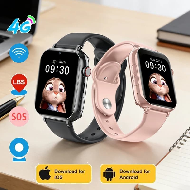 Smartwatch 4G per bambini con localizzazione LBS, chiamate SOS, SIM card, fotocamera, sveglia, orologio elettronico per bambini, regalo per bambini e bambine