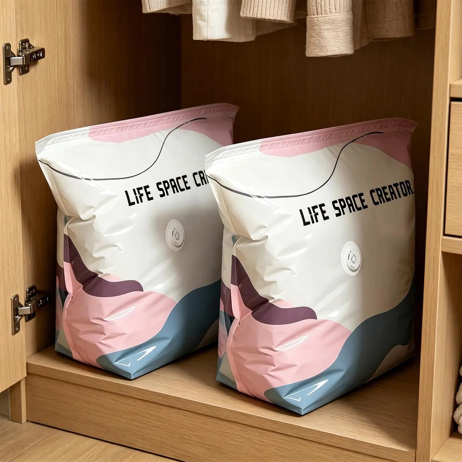 2 Pcs No-Pump Suitcase Compression Packaging Luggage Vacuum Bags Travel Vacuum Bags Save Space For Bedding Cloth Blanket Pillow