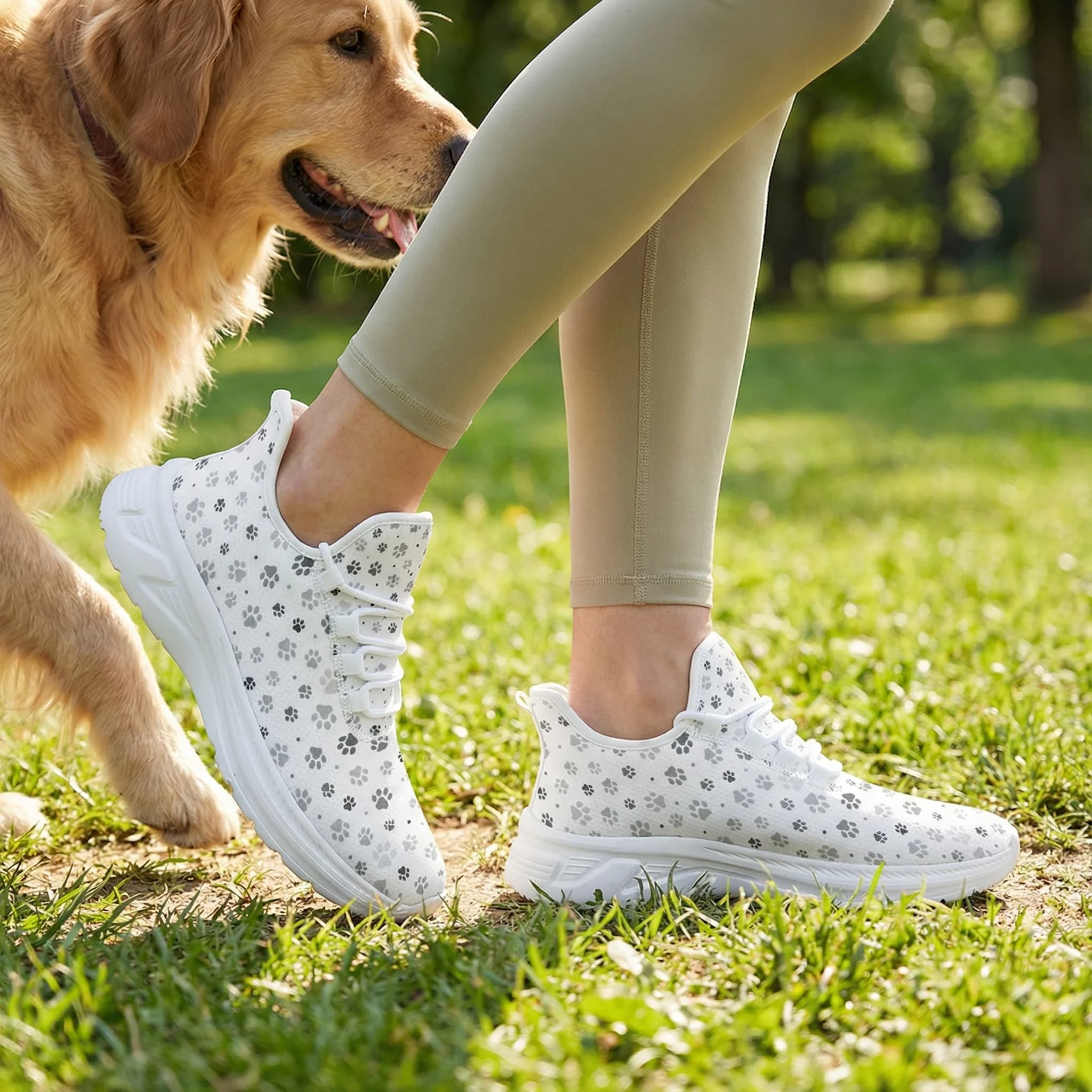 Motivo semplice con stampa zampa di cane, fresco, semplice ed elegante. scarpe da ginnastica per scarpe da corsa sportive per giovani scarpe basse in rete leggera