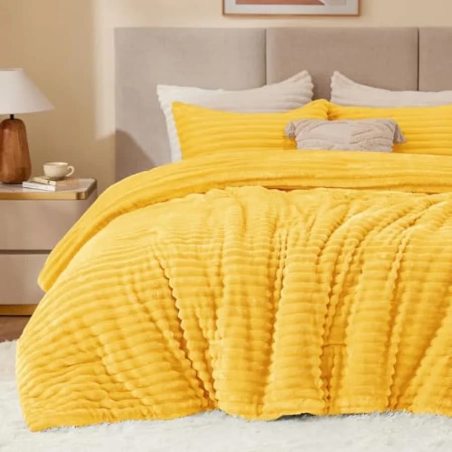 Fce Cover Set - Soft and Soft, Bright Yellow, Hot Winter Bed Set with 2 Faithful