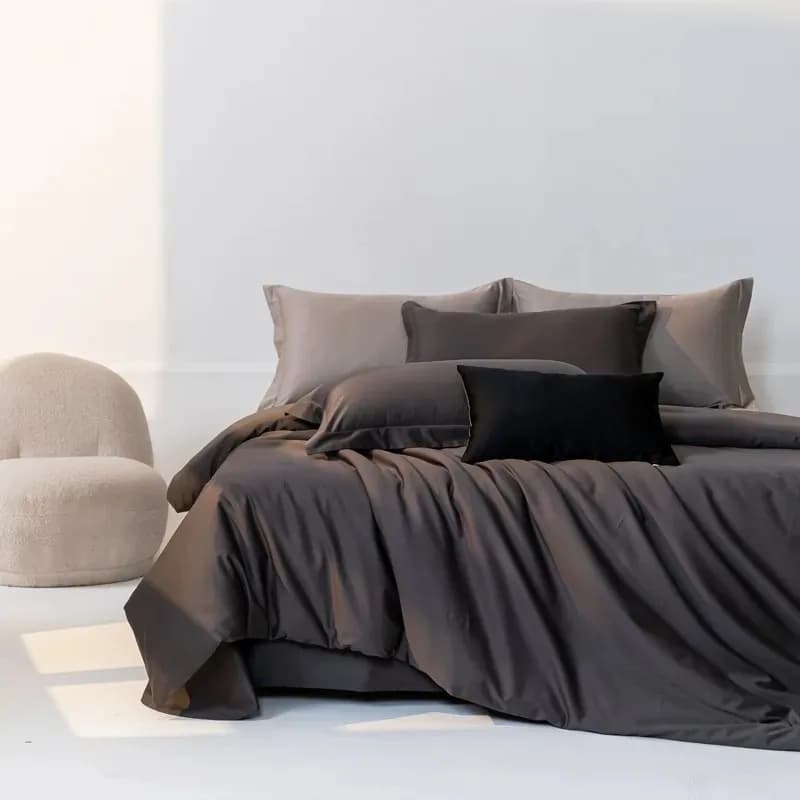 Premium High conteggi 1400TC Set biancheria da letto in cotone egiziano Double Queen King copripiumino morbido nero federe piatte/con angoli
