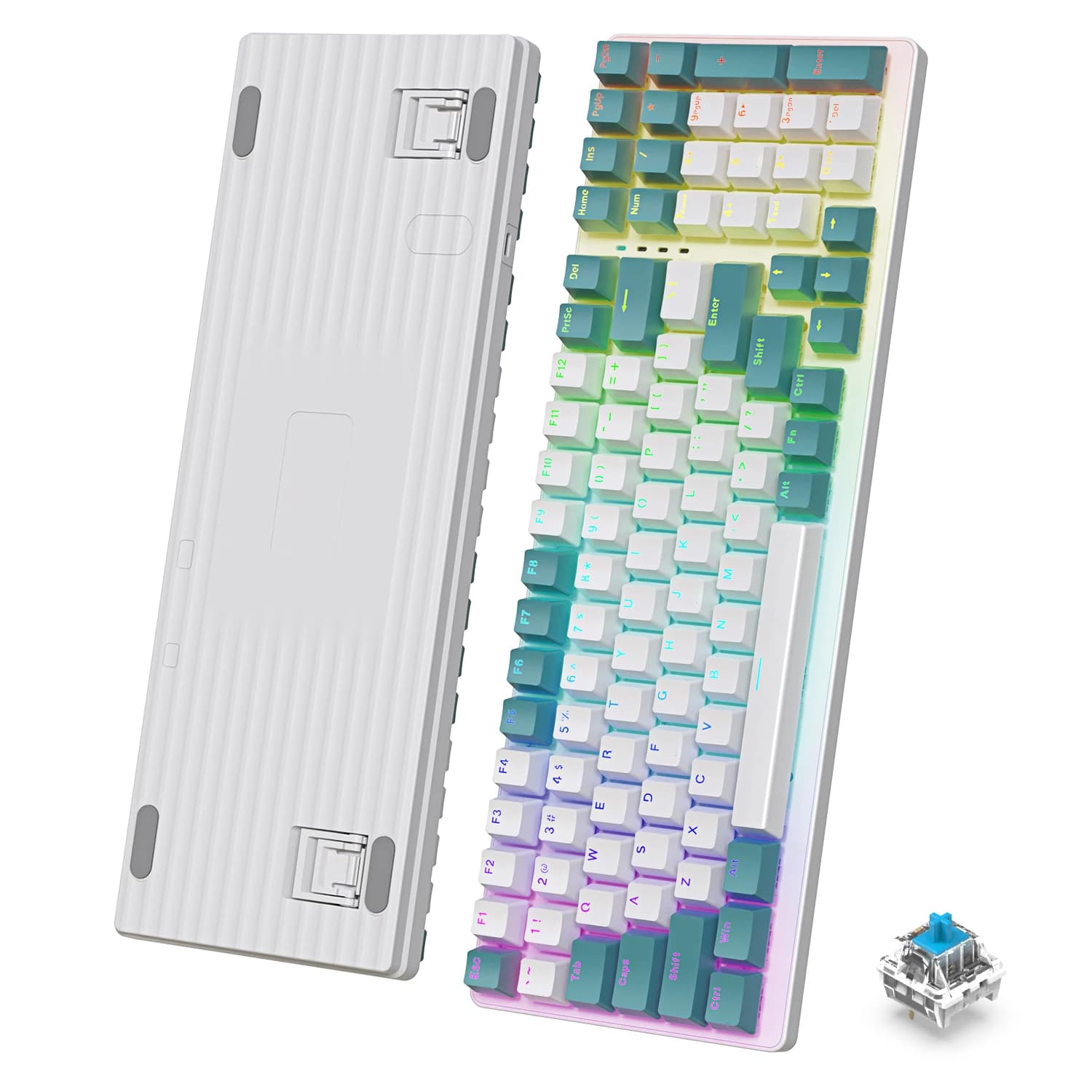 ZIYOU LANG K3 Tastiera cablata retroilluminata a LED arcobaleno, ribaltamento a tasti completi, ergonomica, resistente all'acqua, USB C per PC Mac con pannello in metallo