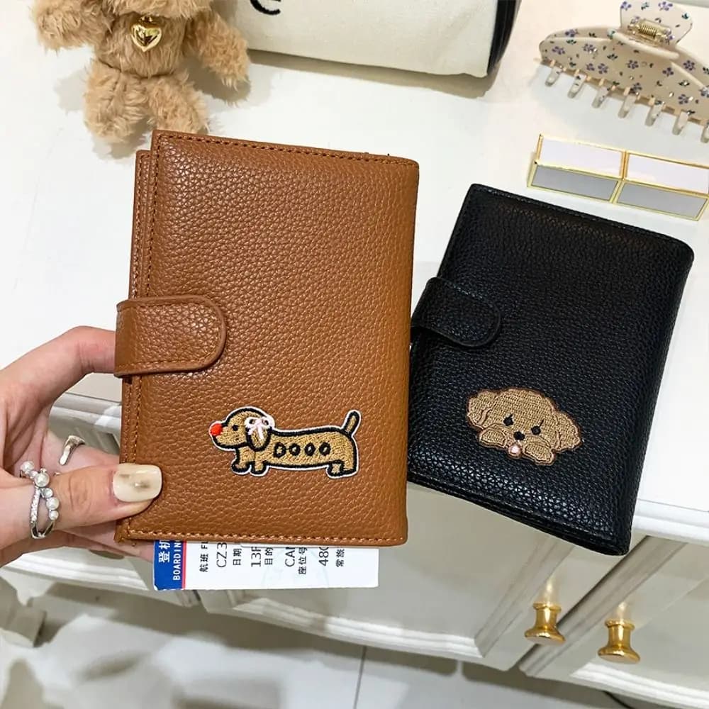 Portacarte in PU, Porta Passaporto, Porta Biglietti, Pochette Pieghevole per Check-in Aereo, Custodia Passaporto, Borsa Multifunzione per Carte