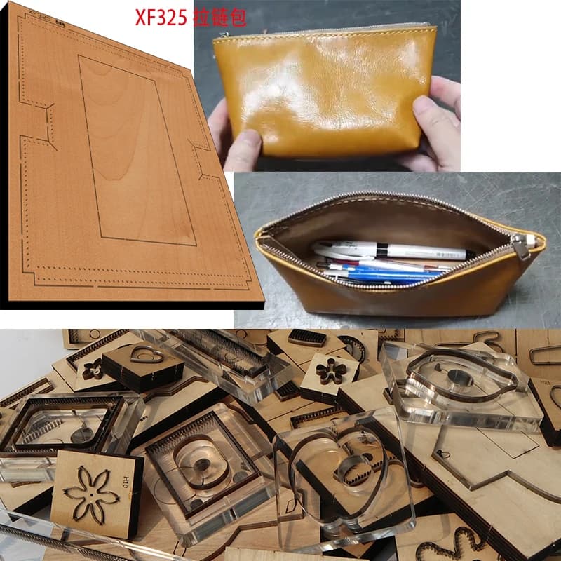 New Wooden Steel Blade Die Zipper Bag Leather Craft Punch Hand Tool Cut Knife Mold XF325