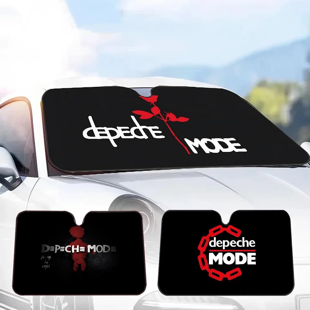 D-Depeche M-Mode Car Sunguard Front Solar Protection Thermal Insulated Cooling Aluminum Summer Auto with glass cover for cartoons