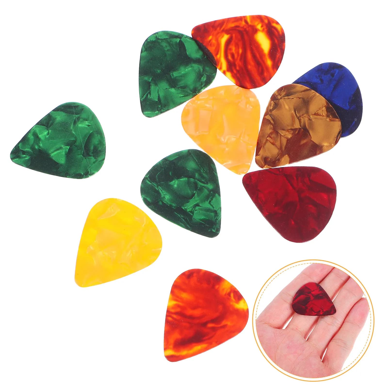 10Pcs Guitar Picks Lightweight Resistant Celluloid Colorful Shiny Picks for Guitar Bass Ukulele Mandolin Banjo Pleasant Touch
