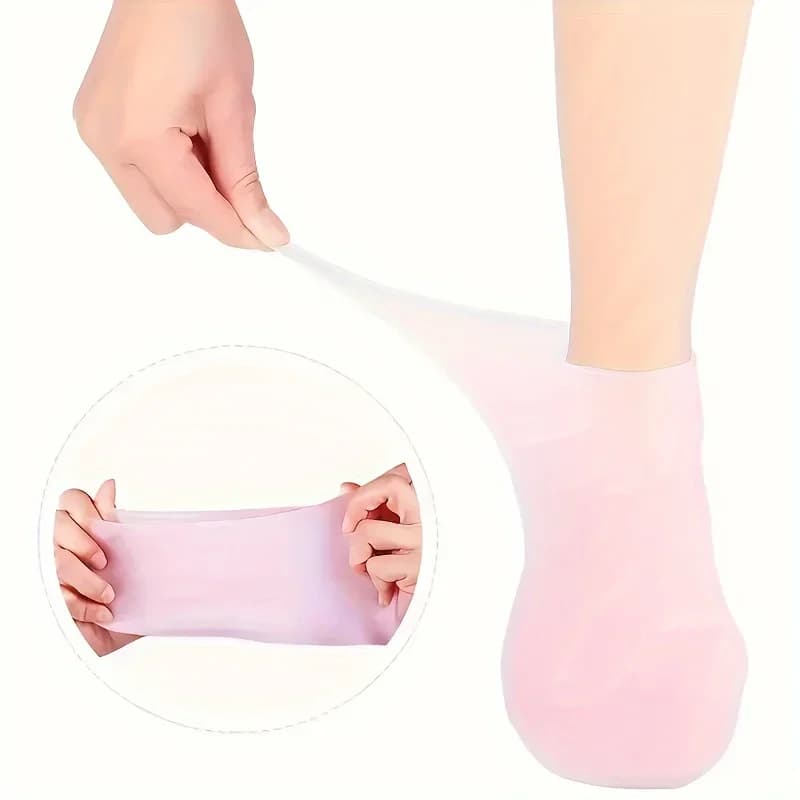 1 Paio di Calzini in Gel di Silicone Idratanti Rosa/Beige per Piedi Secchi e Screpolati, Calzini Nutrienti e Lubrificanti per la Cura dei Piedi e Massaggio