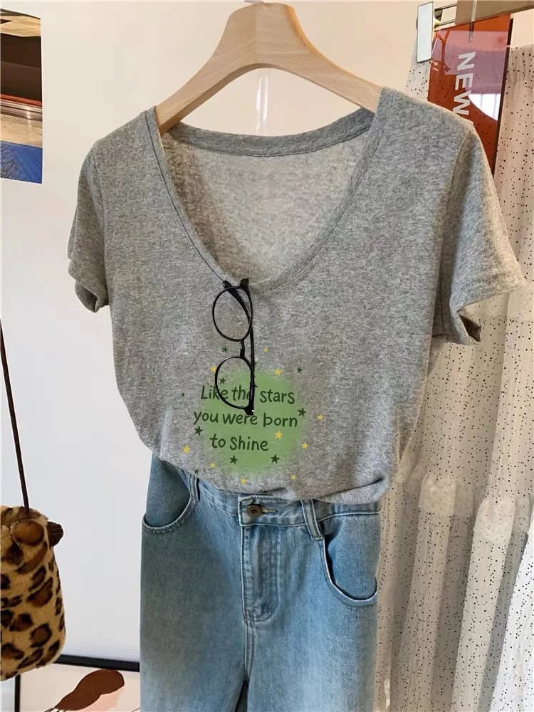 Retro Japanese Style Short Sleeve T-Shirt Women Summer New Cartoon Print Loose Large Size Snowflake Cotton Top Trendy Egg Collar