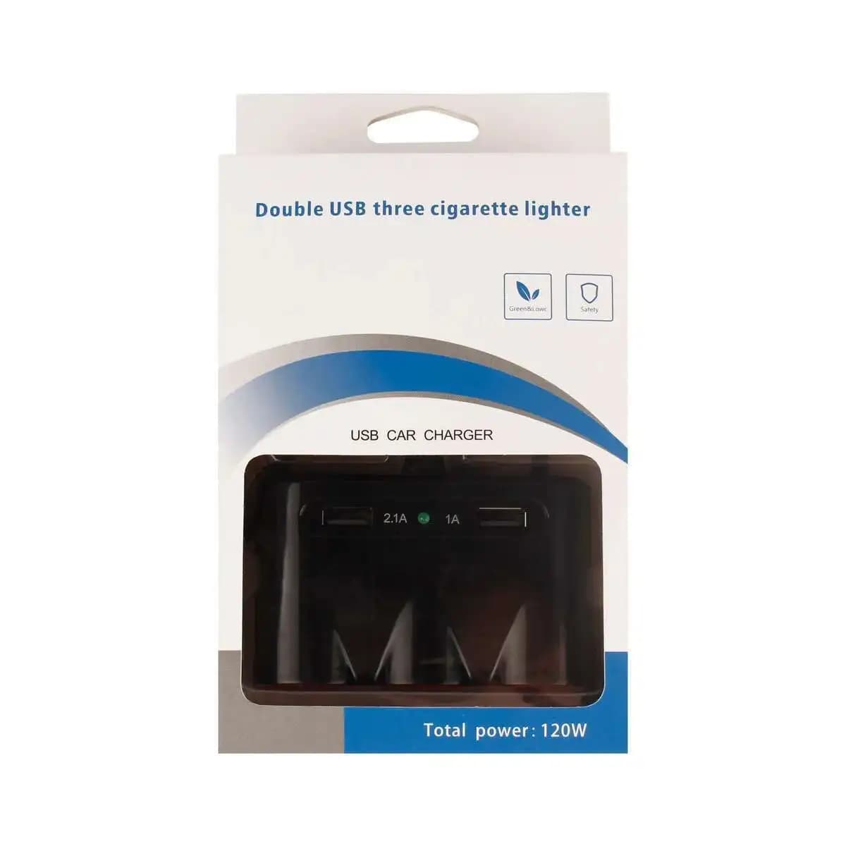 120W One Drag Three Vehicle Point Smoke Detector Both USB Vehicle Charger Automobile Distributor