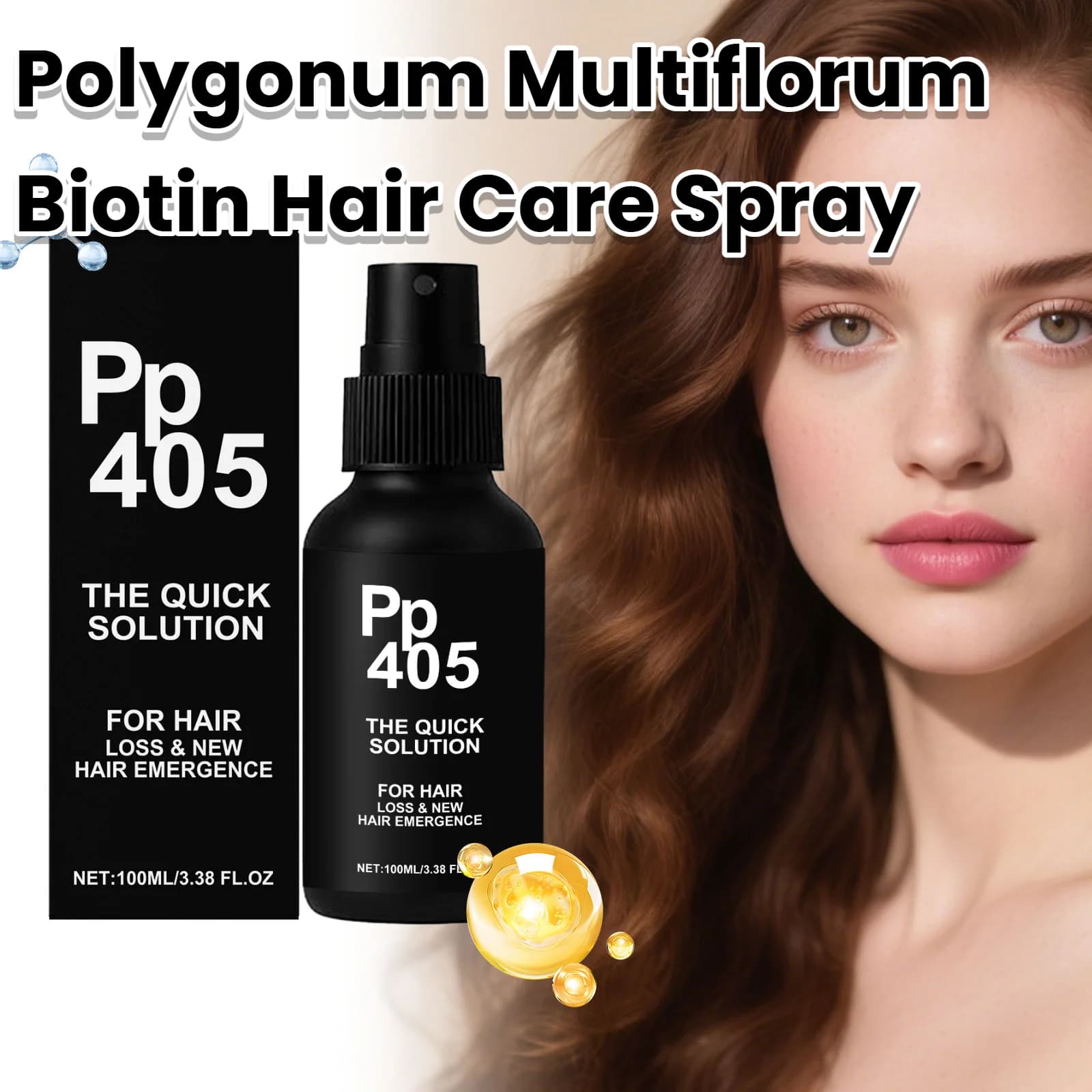 Polygonum Multiflorum Spray for hair care Biotin Nuts scalp Strengthens hair roots Levigating Hair care Balm