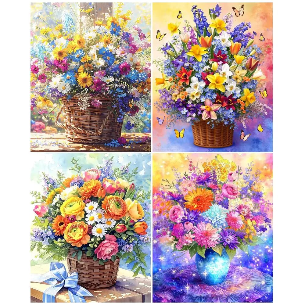 GATYZTORY 5d Diamond Painting Diy Crafts Decorative Paintings Flower Basket Full Round/Square Diamond Art Painting Painting