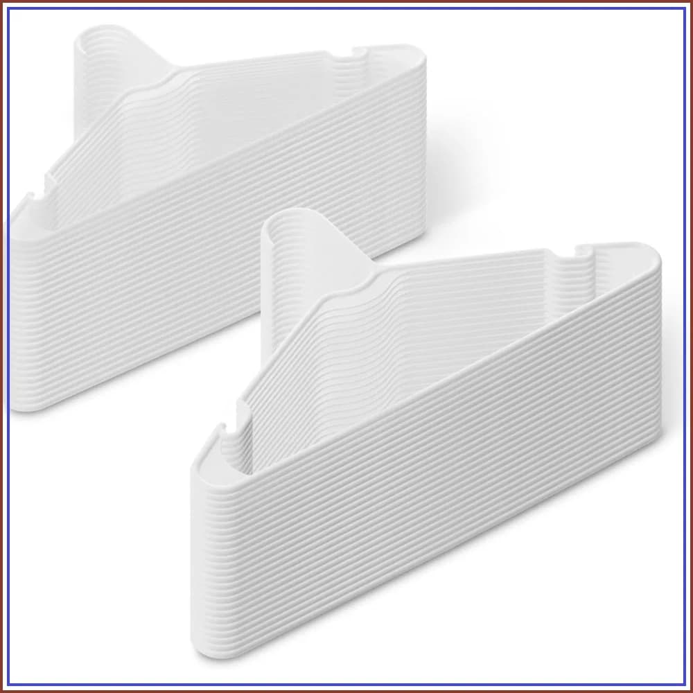 50 Pack Sturdy Plastic Clothes Hangers, Space Saving Closet Organizer for Shirts, Jackets, Adult Size, White