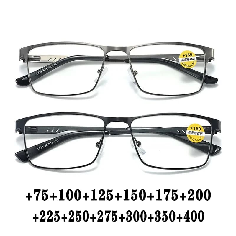 Men Business Reading Glasses Frame for Reader Mens Presbyopia Blue Light Blocking Eyeglasses Classic Hyperopia Spectacles Diopte