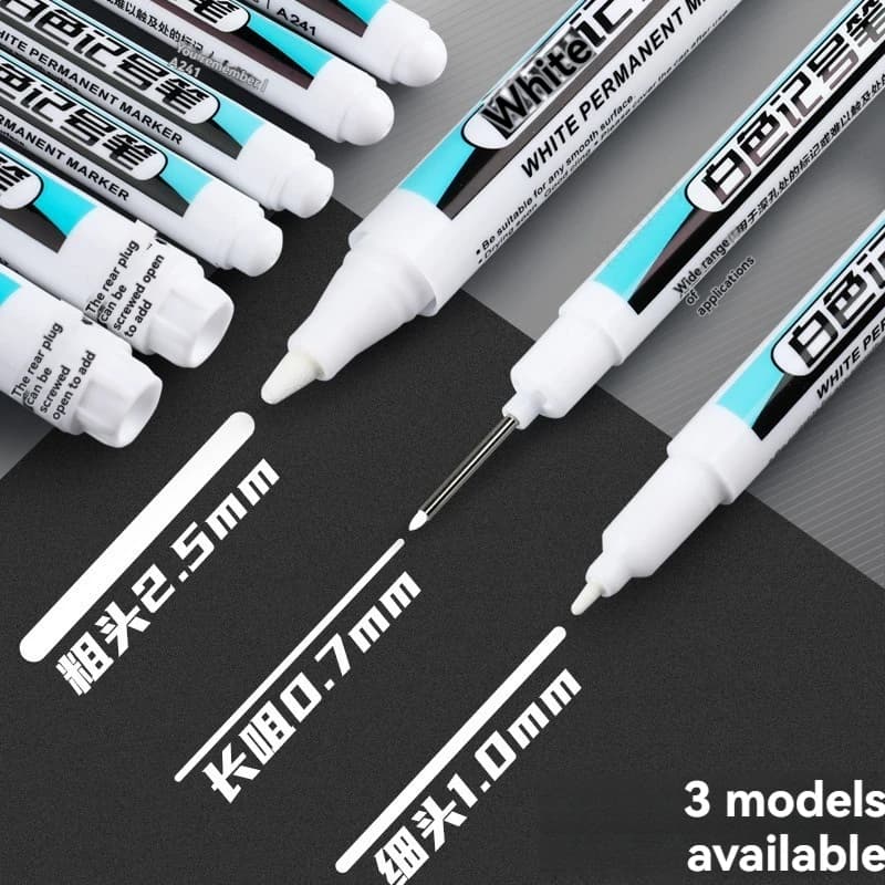 1/10/20Pcs White Permanent Marker Pens Set 0.7/1.0/45MM Markers Paint Pen Ink for Plastic Leather Glass Stone Metal Art Supplies