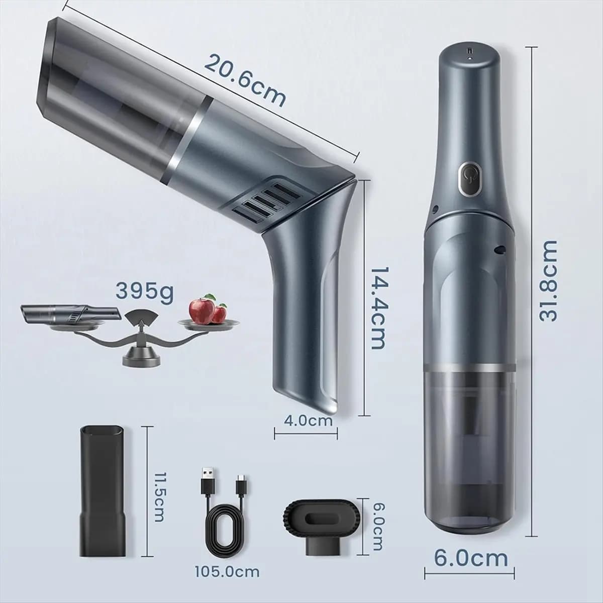 *X07A Aspirapolvere per auto senza fili - Aspirapolvere portatile con 90 ° Maniglia regolabile, mini buster antipolvere ricaricabile