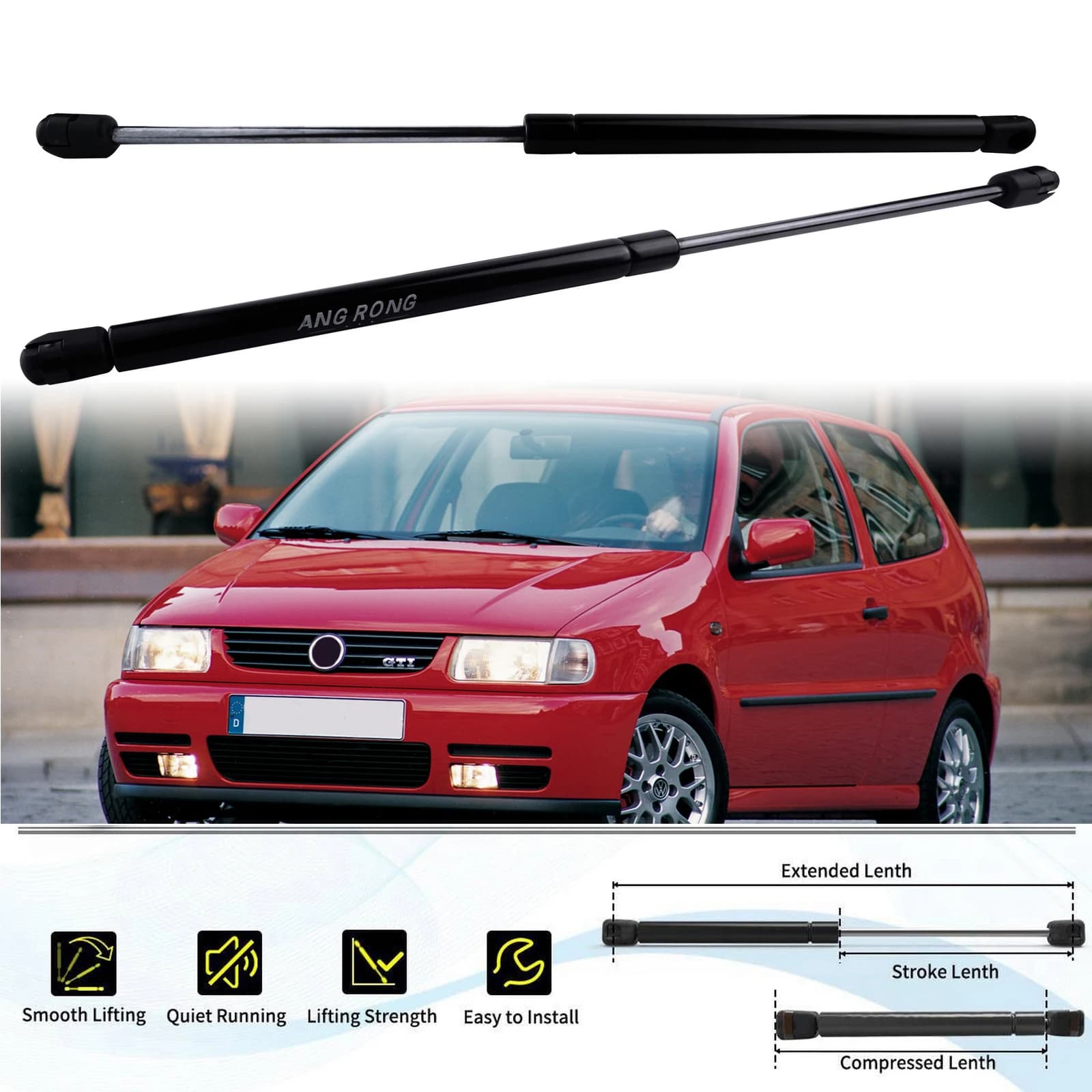 2x Portellone Posteriore Boot Ammortizzatori A Gas Supporto Molla Sollevatore 430mm 330N Per VW Polo 6N1 6N2 1994-2001 Hatchback