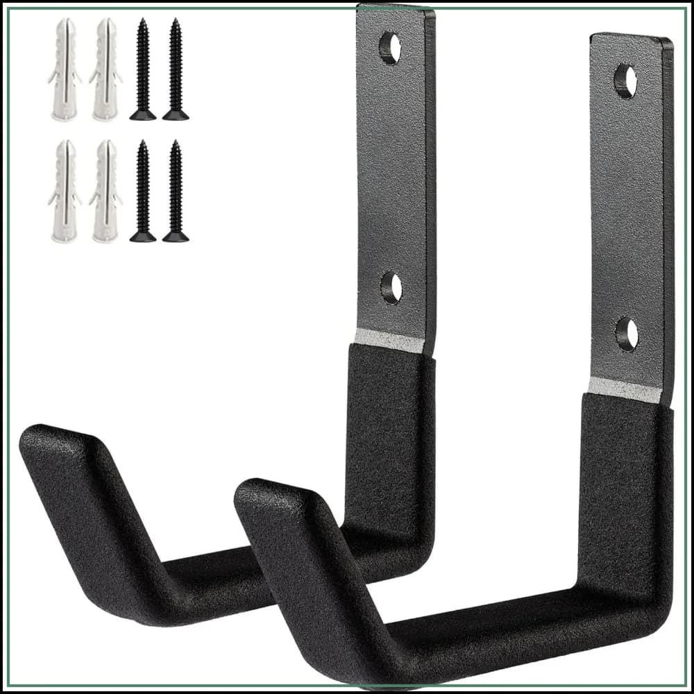 Heavy Duty Wall Mount Hooks, Utility Hooks, Tool Organizer - Steel Garden/Garage Hose Hanger U Hooks (2, Small)