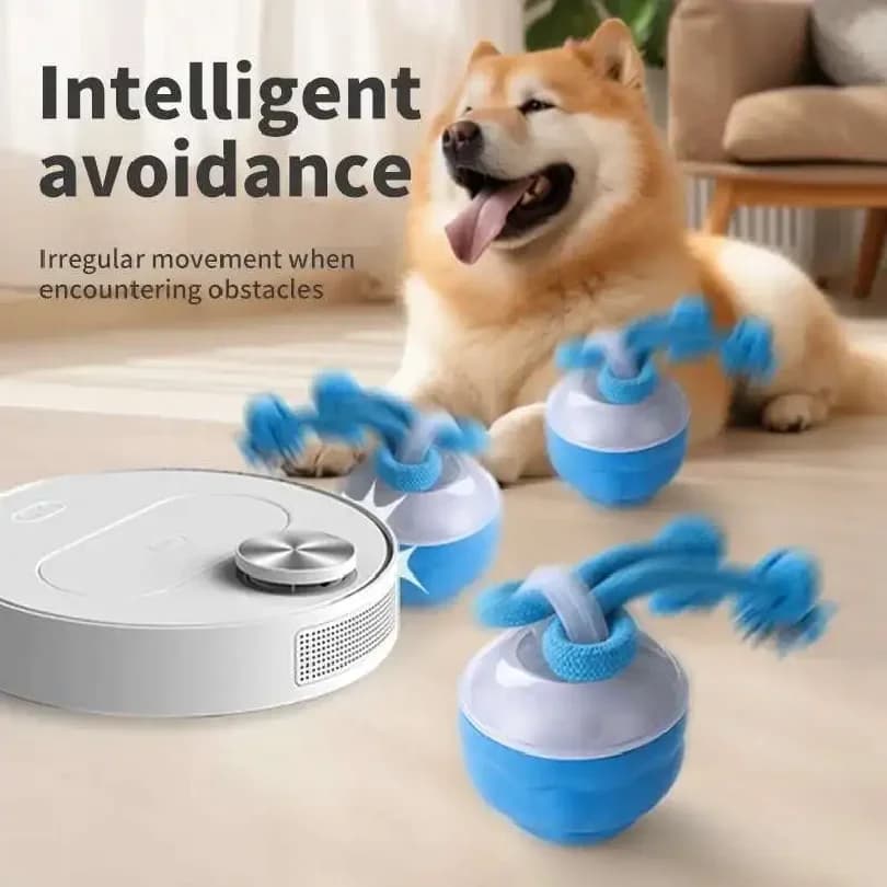 Giocattoli Interattivi per Cani, Palla Intelligente Rotolante con Corda, Attivazione a Movimento, Movimento Automatico, Palla Sonora per Addestramento e Masticazione per Cuccioli