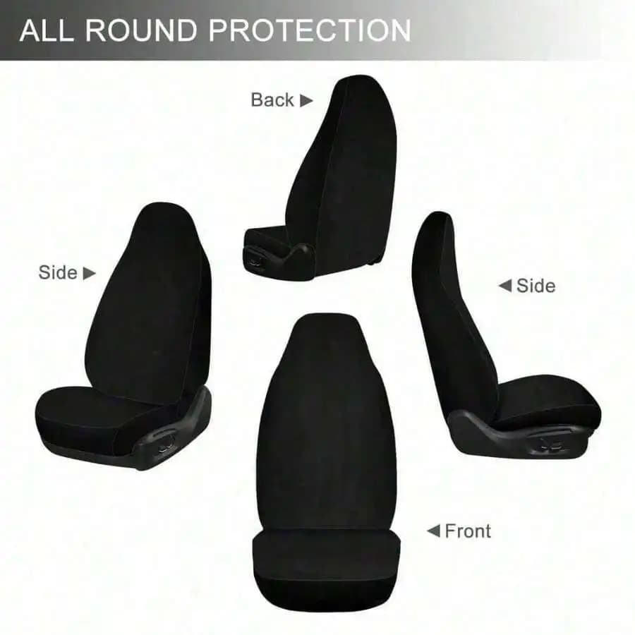 Black Universal Car Seat Covers Front Seats All Round Protection For Adults