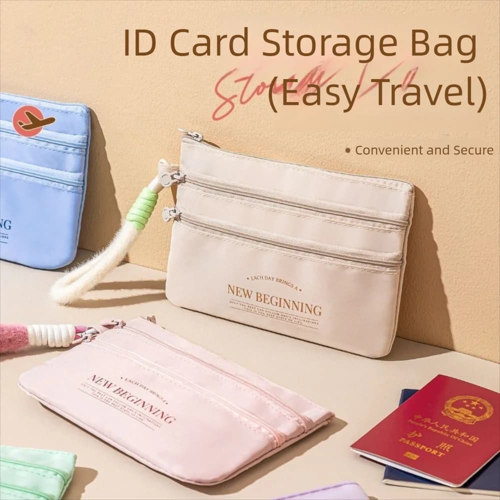 Borsa Portadocumenti a 3 Scomparti Impermeabile Portapassaporto Portatile con Cordino Leggero per Biglietti Aerei e Autobus