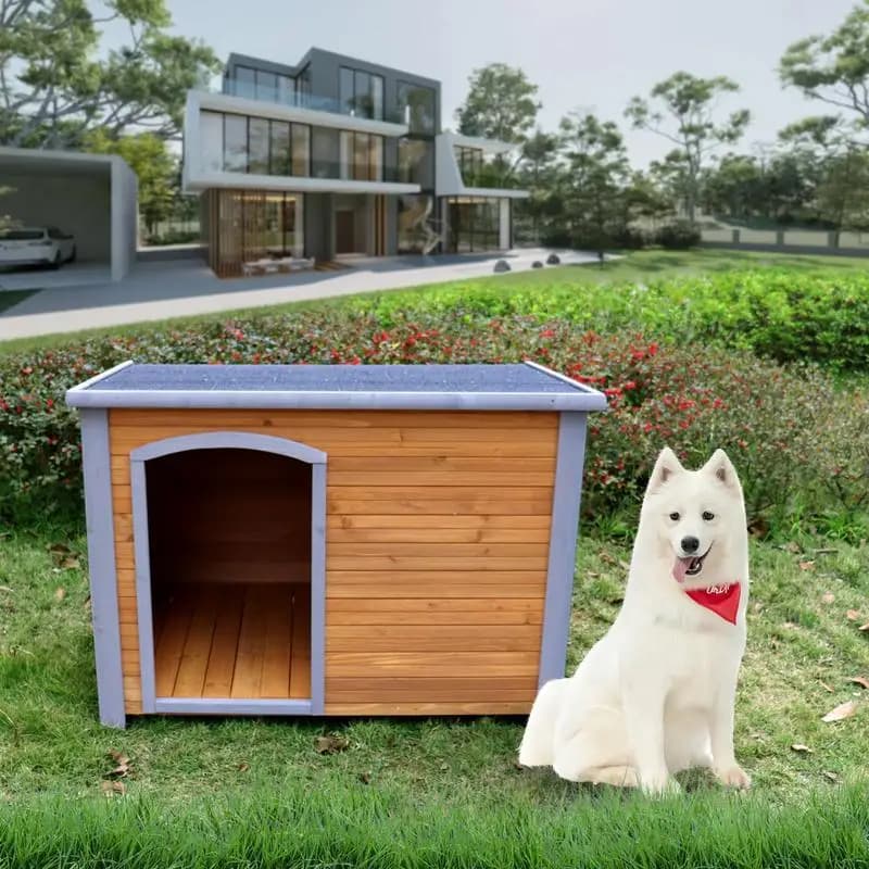 Casetta per cani da esterno per interni in legno per cani di taglia grande - Cuccia invernale resistente alle intemperie con piedi rialzati