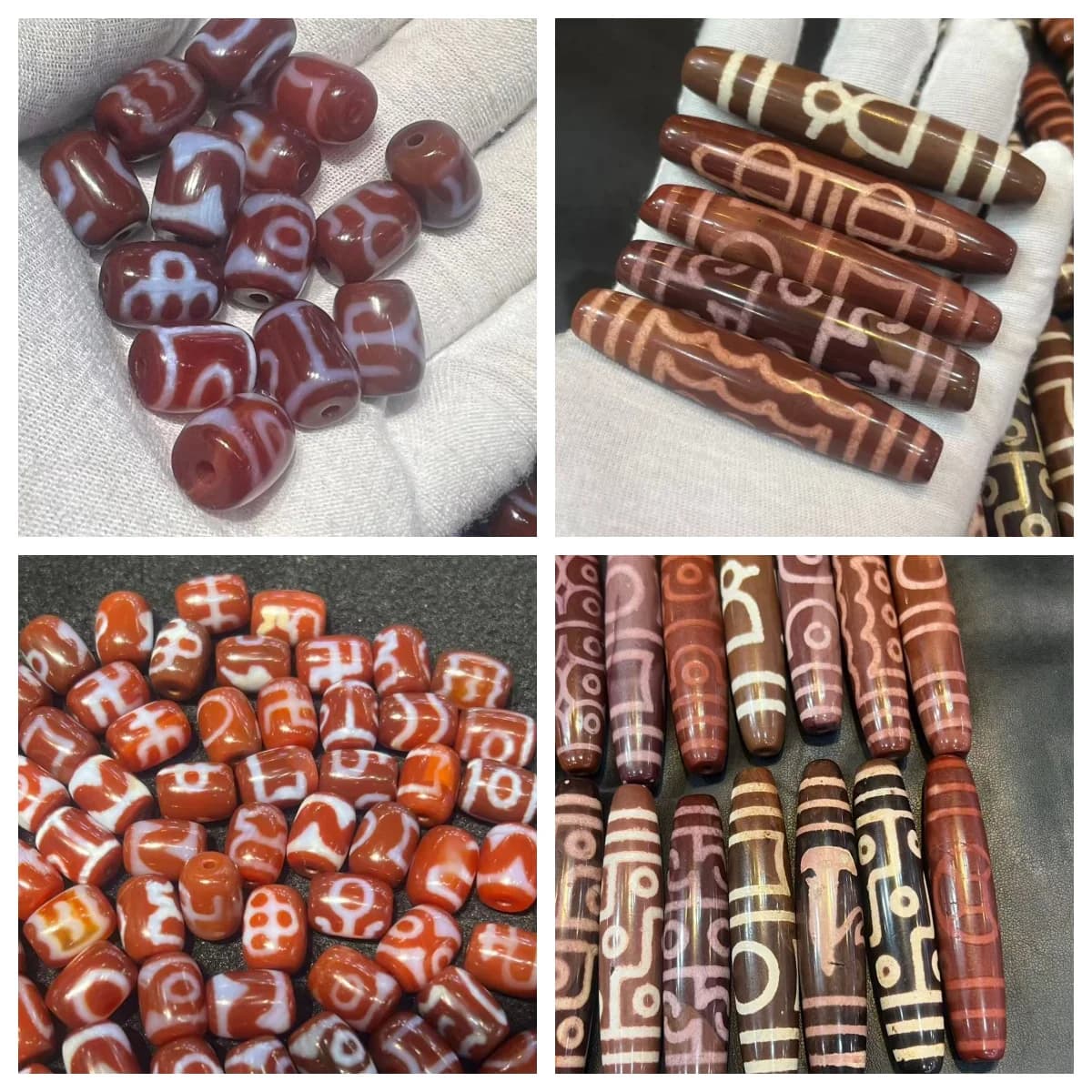 30 pz/lotto Taiwanese Mestiere Agata Rossa Dzi Barile Perline con Patina Ondeggiata Tibetana Perline Sparse per Braccialetti Collana Che Fanno
