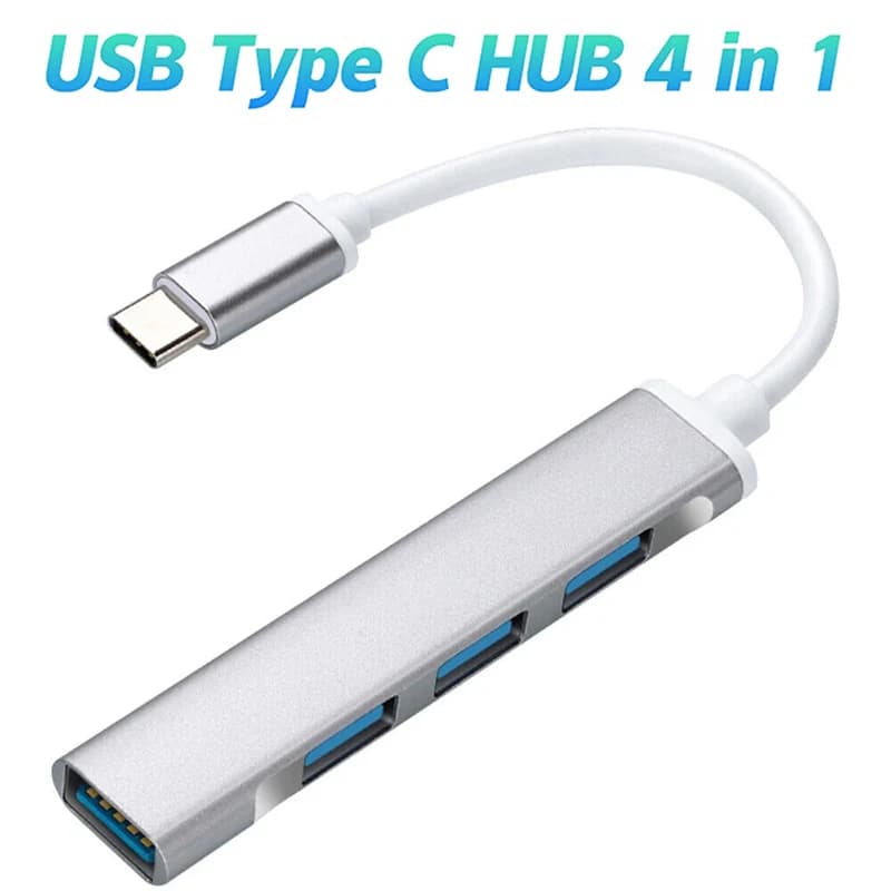4 port USB 3.0 hub, multi splitter, type C, OTG dock adapter for PC, laptop, Xiaomi, Huawei, Macbook, computer accessories