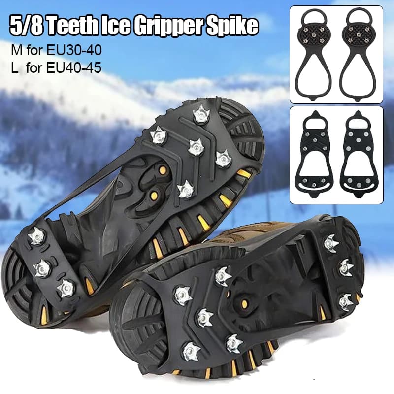 Punta per pinza per ghiaccio da 5/8 denti per copriscarpe da esterno Attrezzatura invernale antiscivolo per escursioni in montagna
