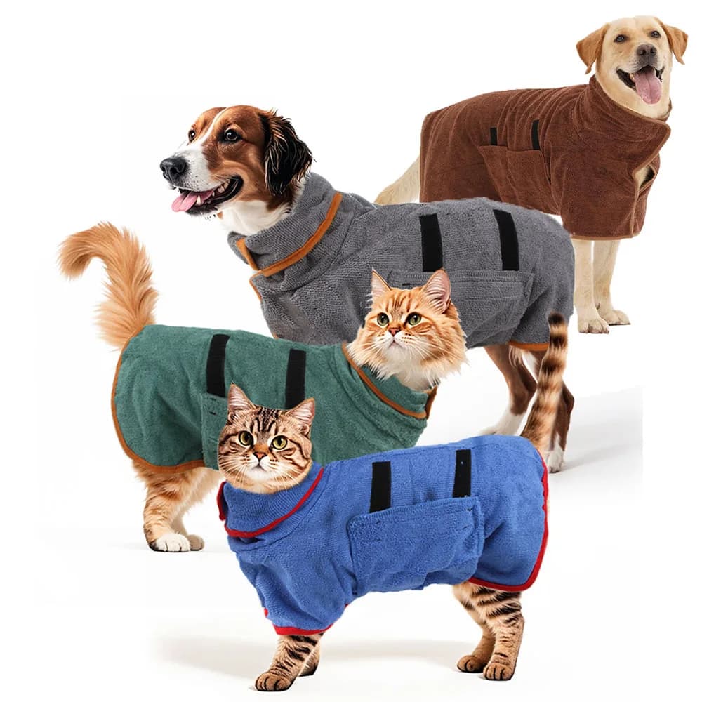 Absorbent Bathrobe for Dogs, Fast Drying Towel for Domestic Animals, for Large and Small Dogs, Bathrobe Full Body Cleansing, Suitable for Cats