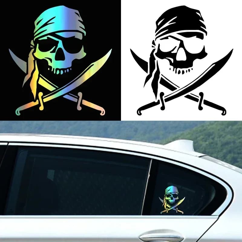 Adesivo per auto Decalcomania personalizzata personalizzata con teschio pirata per motocicli, SUV Adesivo in vinile antigraffio con copertura impermeabile,
