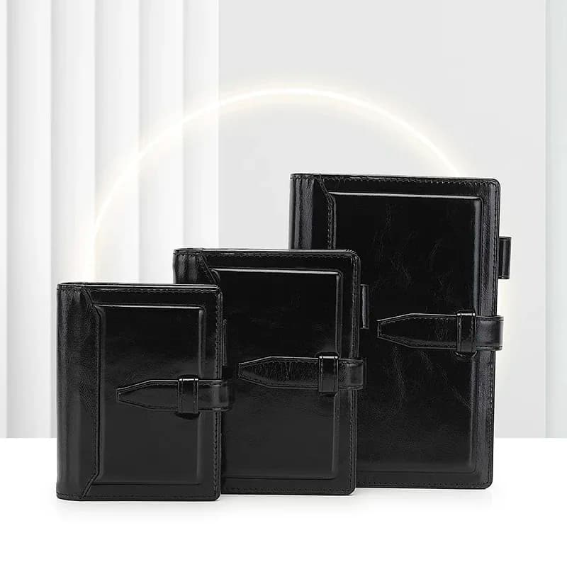 A8 a7 a6 nero marrone rosso vera pelle Planner foro Mini Notebook con anelli Organizer Journey Diary