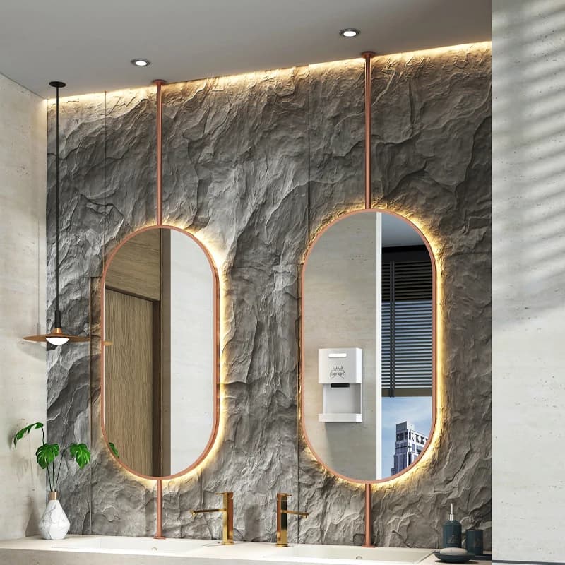 Specchio Ovale da Soffitto 60x90cm, Specchio Moderno Semplice per Decorazione Casa, Specchio da Bagno con Illuminazione LED, Specchio Cosmetico HD