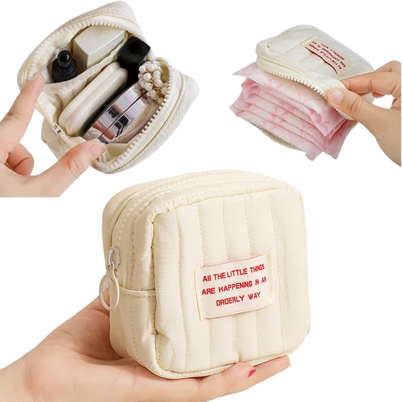 Borse Portatili per Rossetti, Piccola Borsa Quadrata Coreana per Trucchi, Porta Auricolari e Monete per Studentesse, Mini Pochette Cosmetica per Ragazze