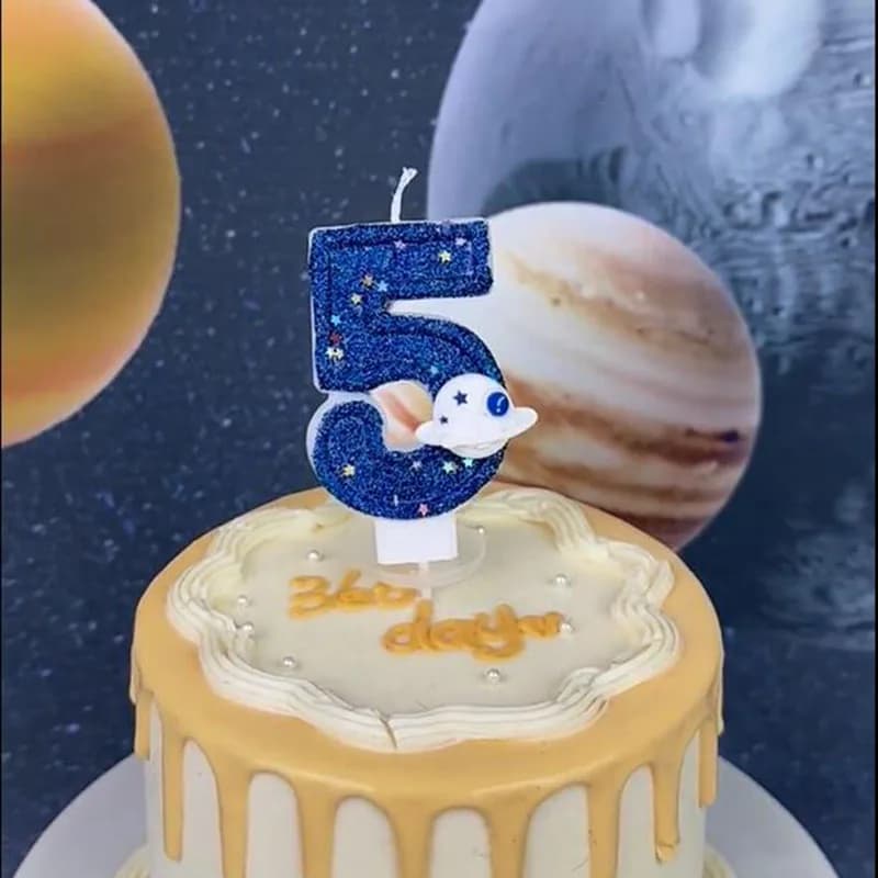 DIY Planet Spacer DIY 0-9 DIY Digital DIY Candle Dark Blue Birthday Candle Decoration Theme Cake Outdoor Space