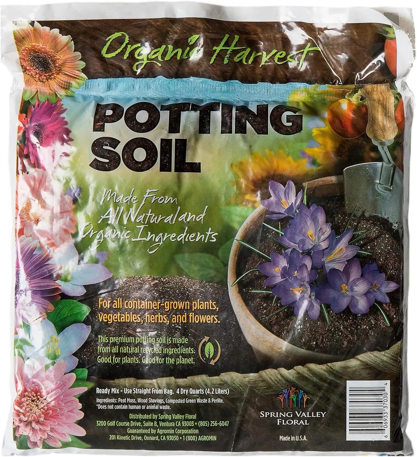 Agromin Organic Recycled Green Material Potting Mix 4 Quart Natural Soil Blend for Plants
