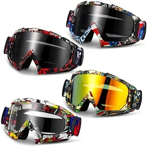 Tallew 4 Paia di Occhiali da Motocross, per ATV, Moto da Cross, Sci e Corse