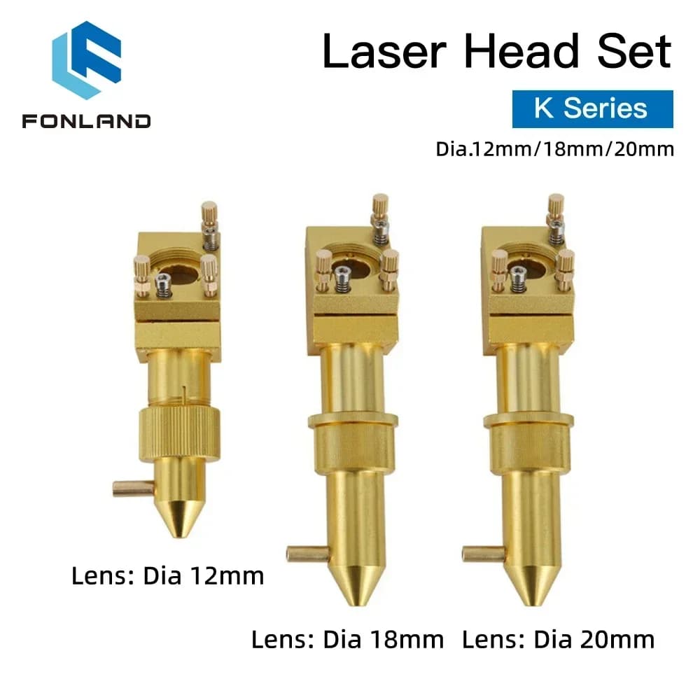 FONLAND Series K CO2 Mini Laser heads set D12 18 20 Laser cutting machine lenses 2030 4060 K40