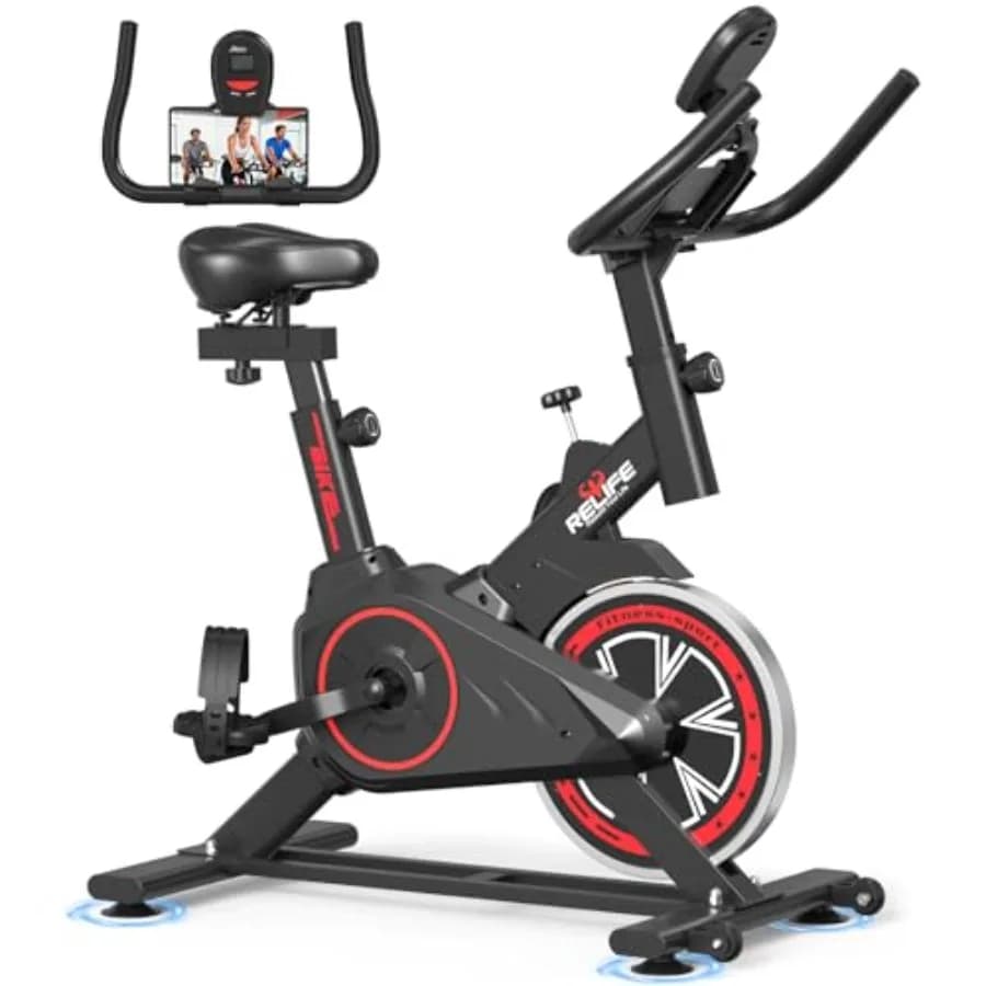 Cyclette da Interno con Trasmissione a Cinghia Silenziosa per Allenamento Cardio Domestico, Sedile Regolabile Comfort e Monitor LCD, Pastiglie Freno Durevoli
