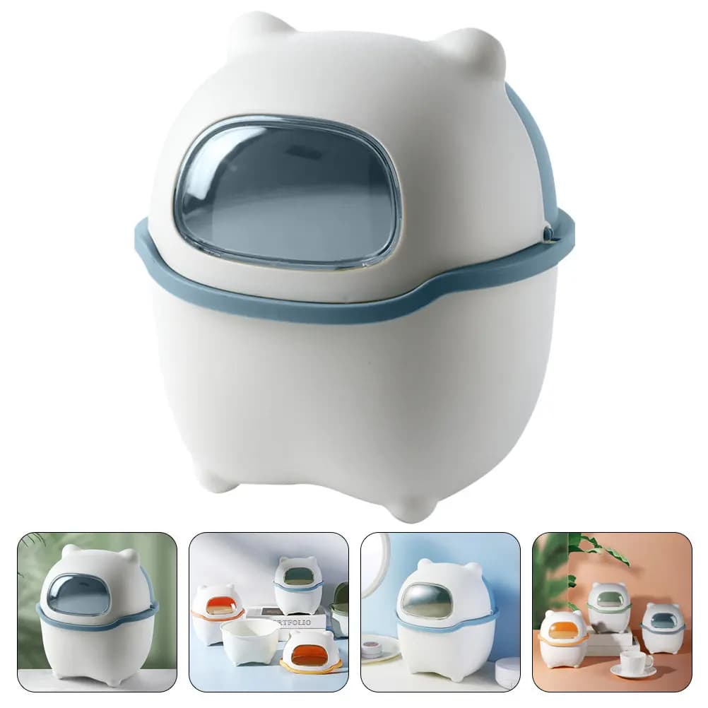 Mini Cestino per Rifiuti con Coperchio Ribaltabile, Design Creativo a Forma di Orso, Bidone per Scrivania, Camera da Letto, Bagno, Piccolo Contenitore per Rifiuti da Bancone