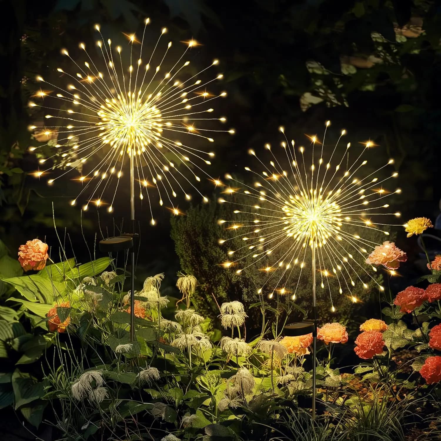 Garden Decor Outdoor Lights 120LED 2Pack, Solar Garden Lights Outside Fairy Firework Decorative,Solar Powered for Yard Pathway F